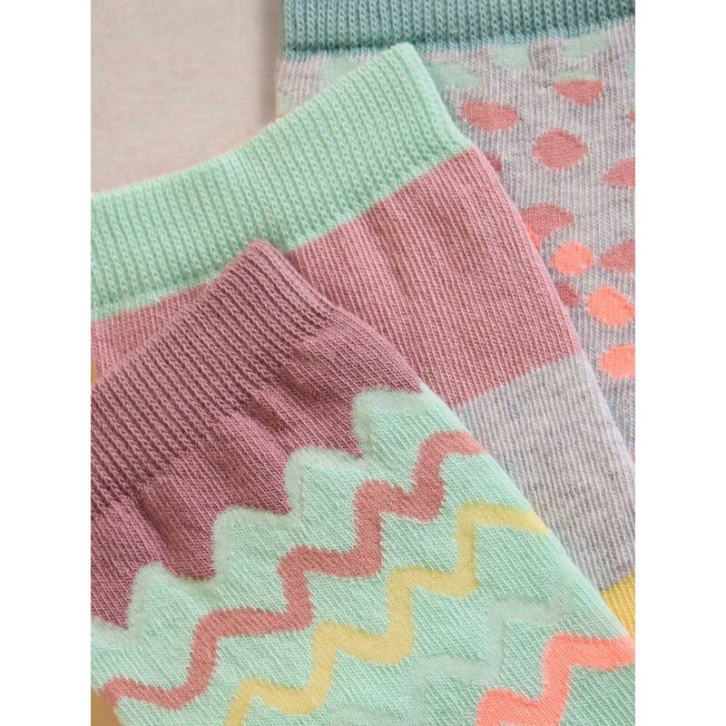 White Stuff 3Pk Squiggle Ankle Socks image number 1
